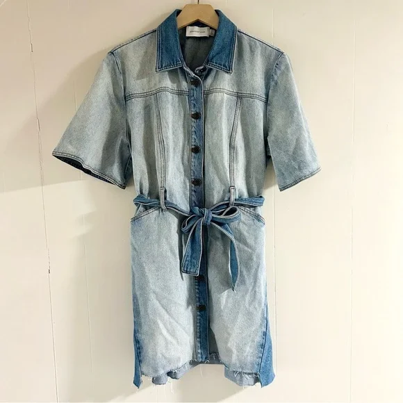 Significant Other Teddie Belted Denim Dress in Blue sz 12 - Picture 4 of 6